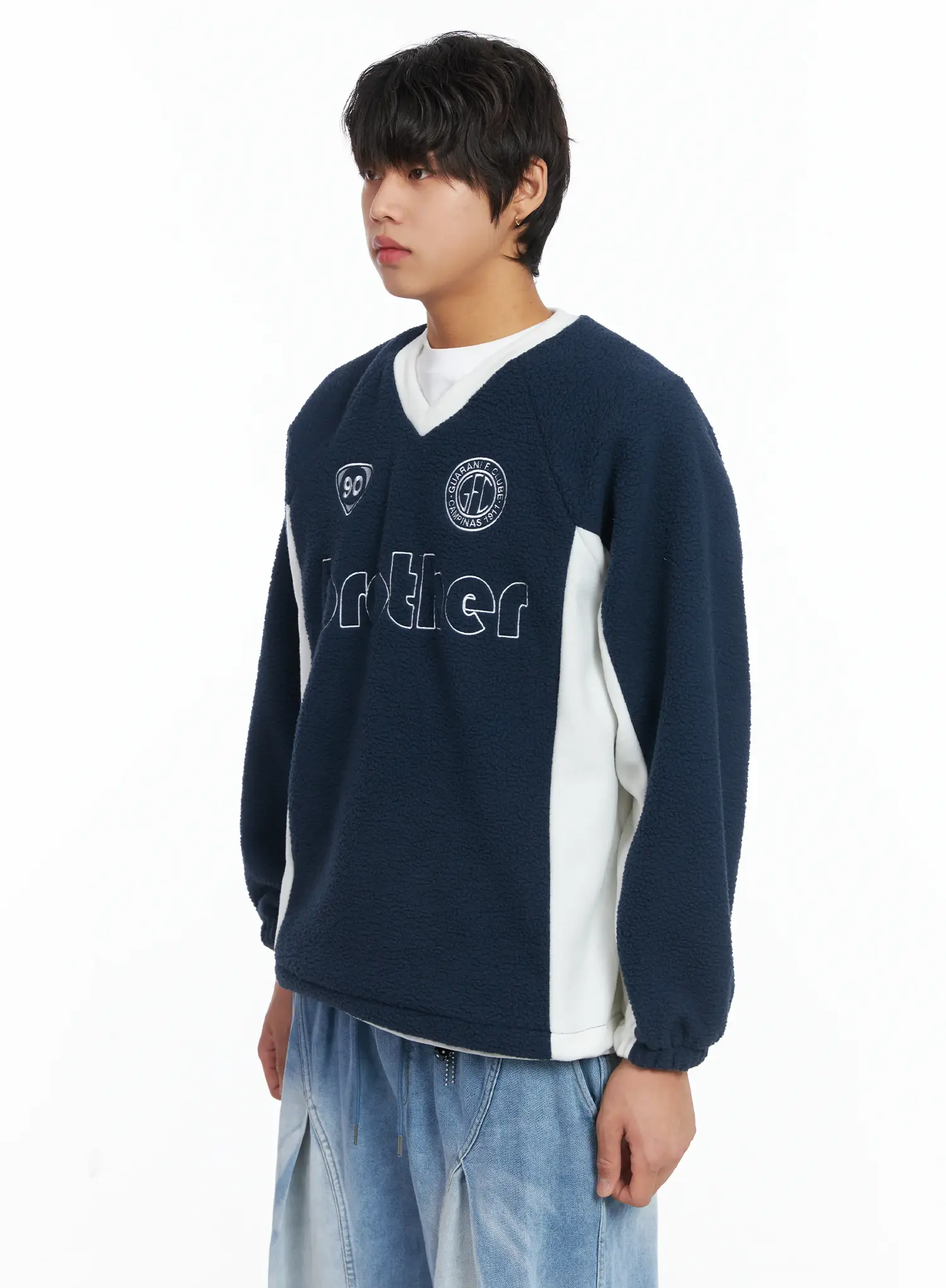 Men's Cozy Logo Fleece Crewneck IJ512 - Image 4