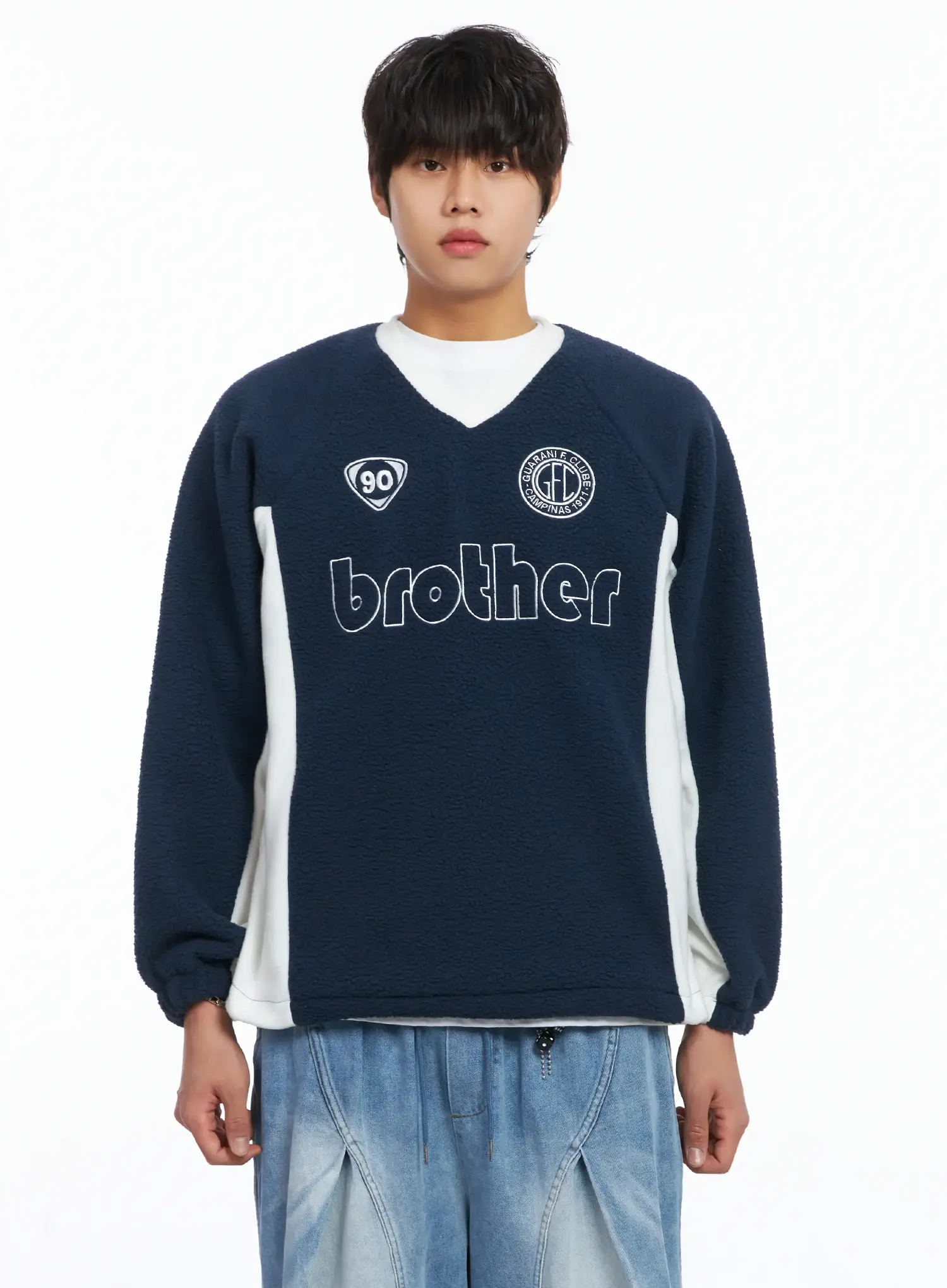 Men's Cozy Logo Fleece Crewneck IJ512 - Image 8