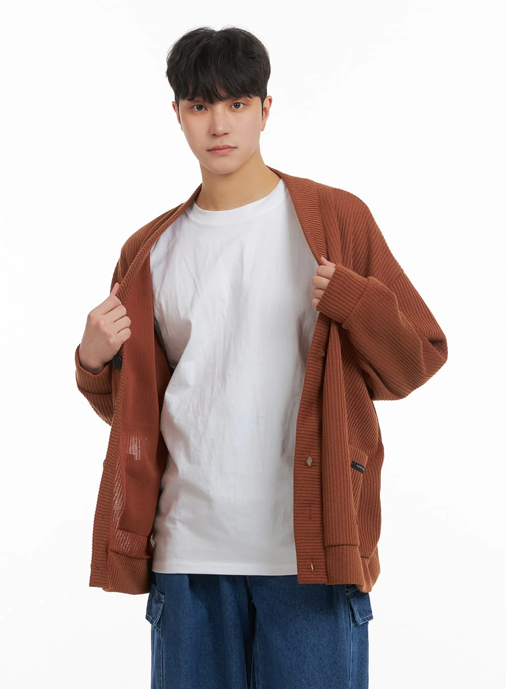 Men's Cozy Overfit Buttoned Cardigan IA402 - Image 3