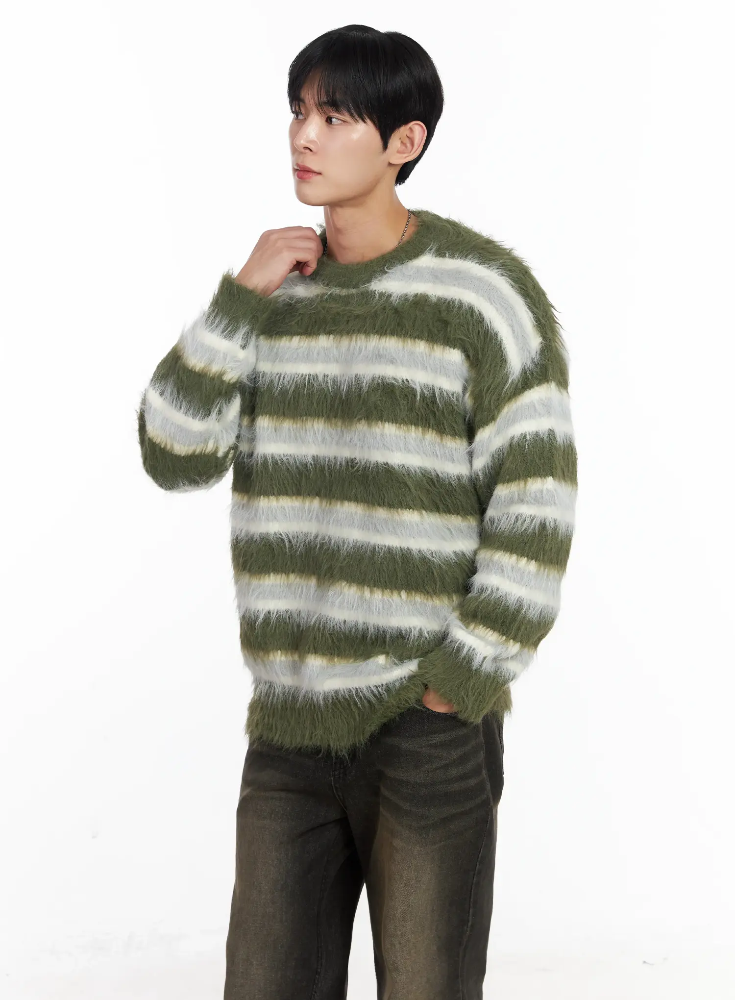 Men's Cozy Striped Sweater IJ521 - Image 2