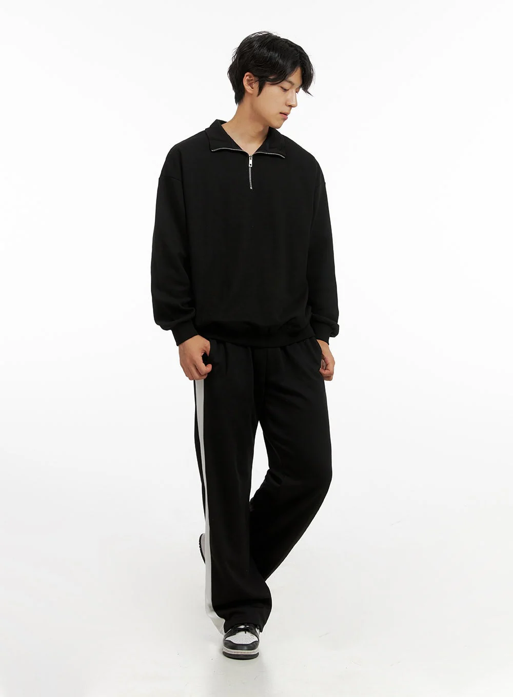 Men's Cozy Zip-Up Solid Sweatshirt (Black) IG409 - Image 2
