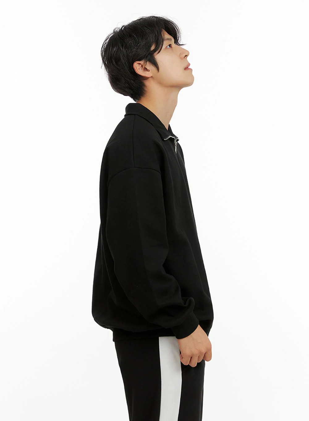 Men's Cozy Zip-Up Solid Sweatshirt (Black) IG409 - Image 4
