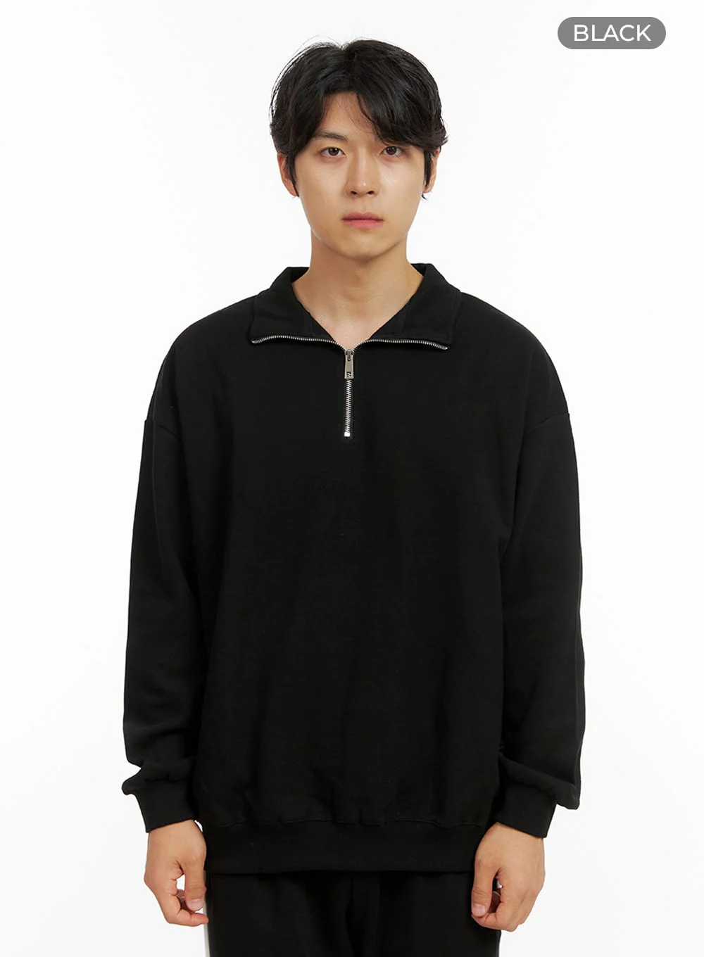 Men's Cozy Zip-Up Solid Sweatshirt (Black) IG409 - Image 8