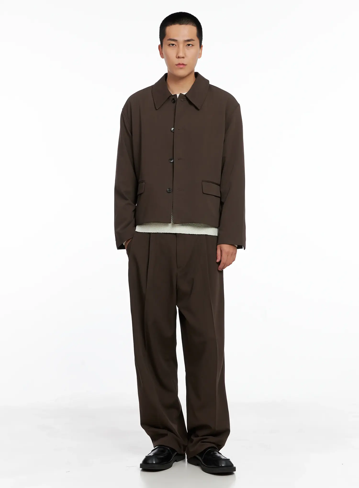 Men's Cropped Button-Up Jacket IS502 - Image 14