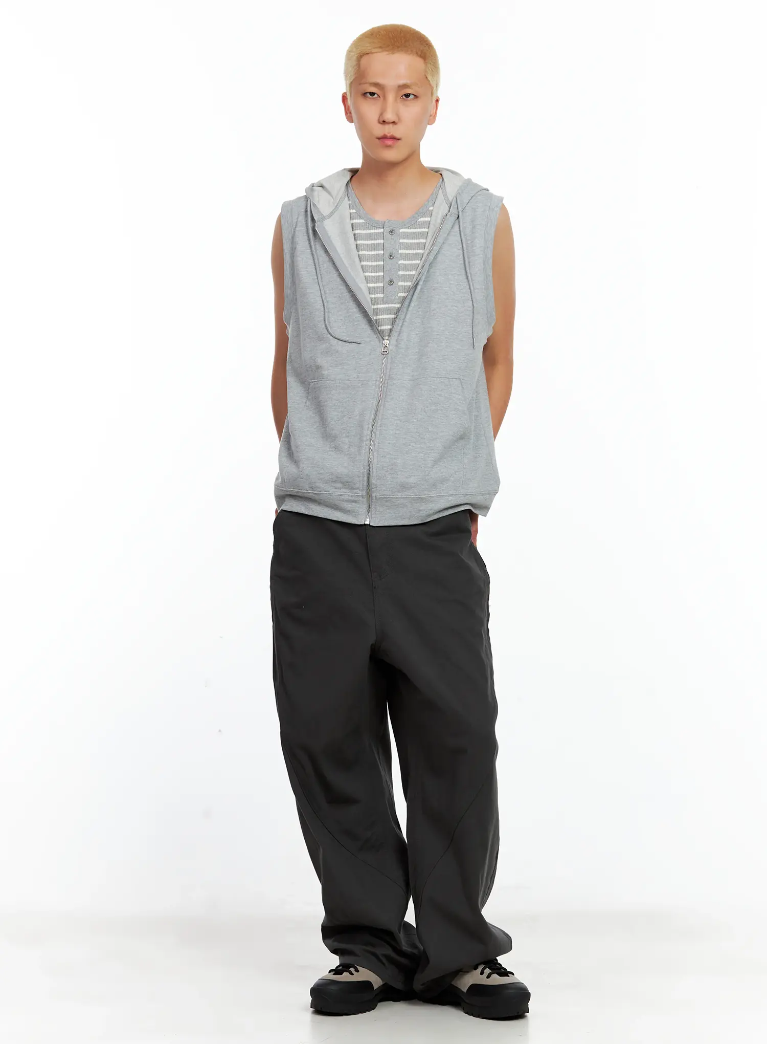 Men's Curved Seam Wide Cotton Pants IL511 - Image 11