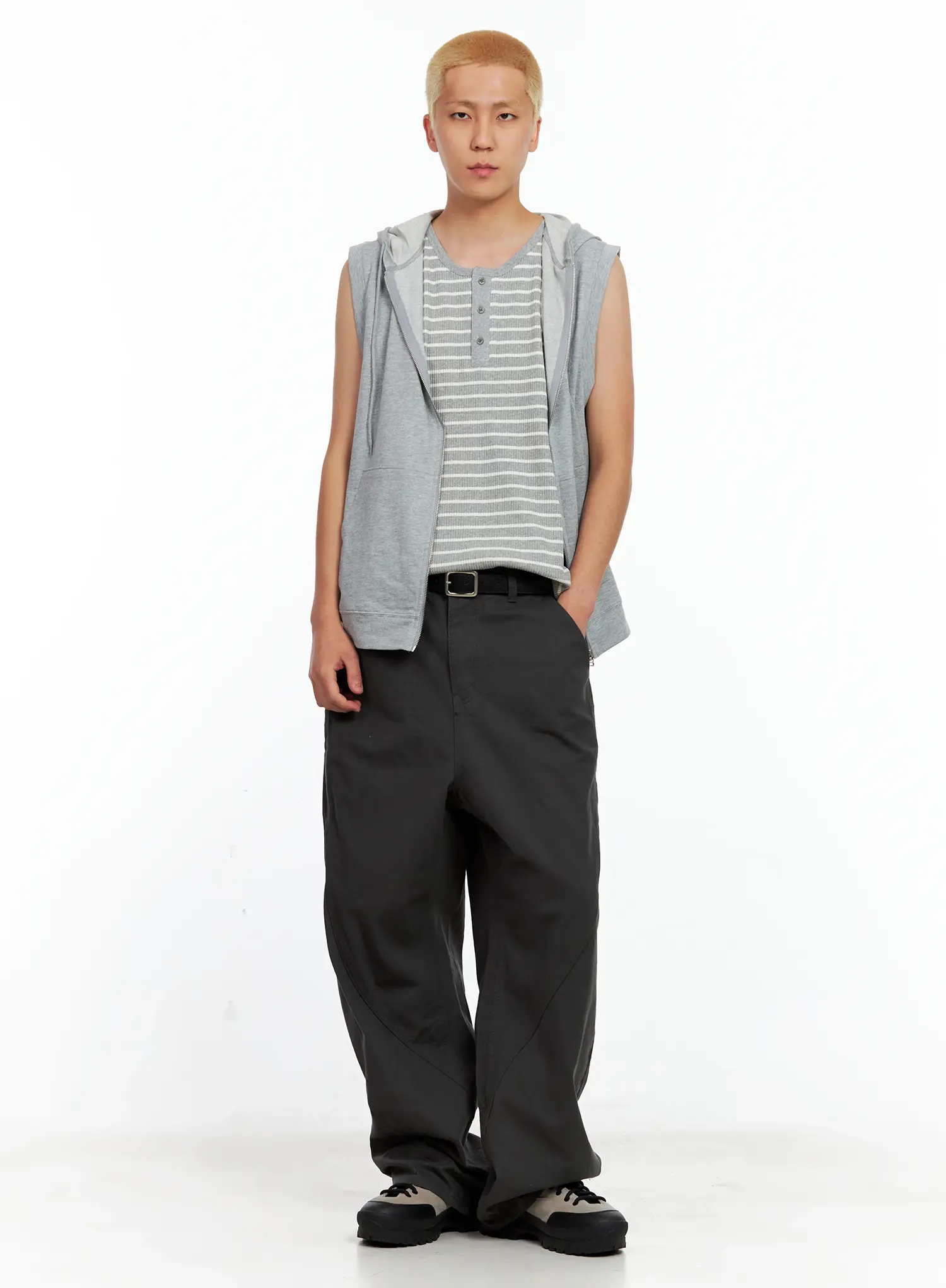 Men's Curved Seam Wide Cotton Pants IL511 - Image 12