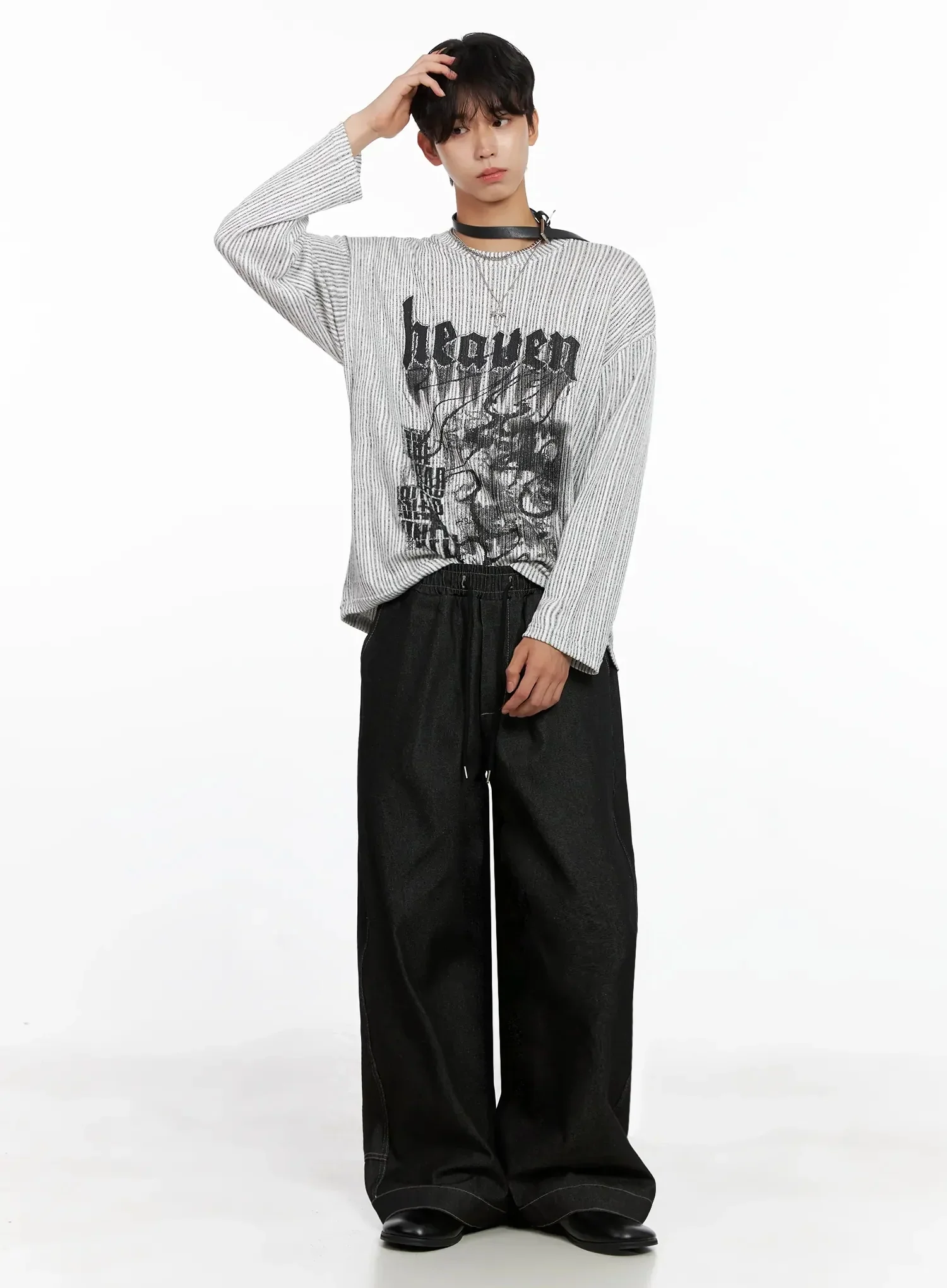 Men's Dark Denim Wide Pants IO517