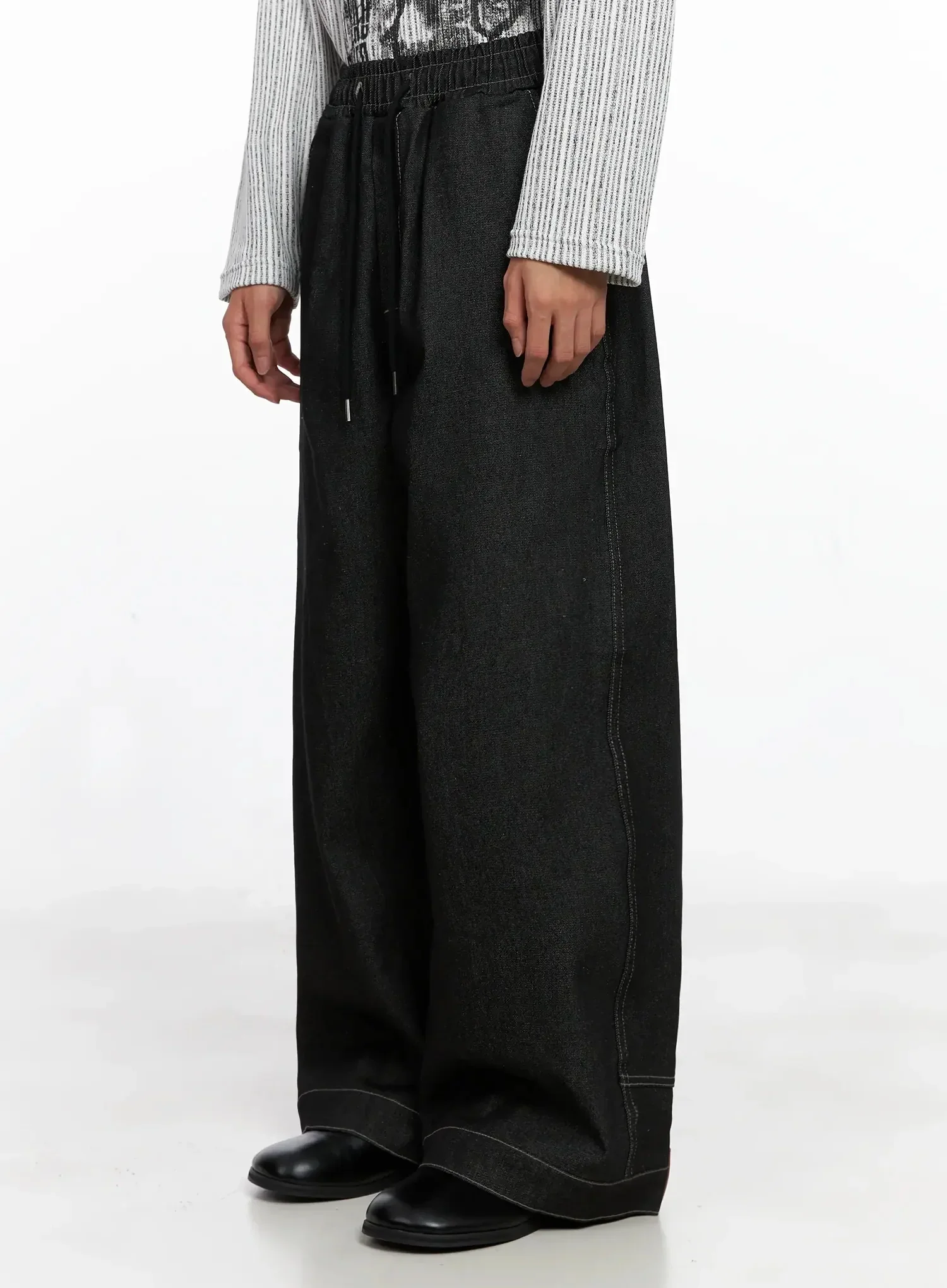 Men's Dark Denim Wide Pants IO517 - Image 10