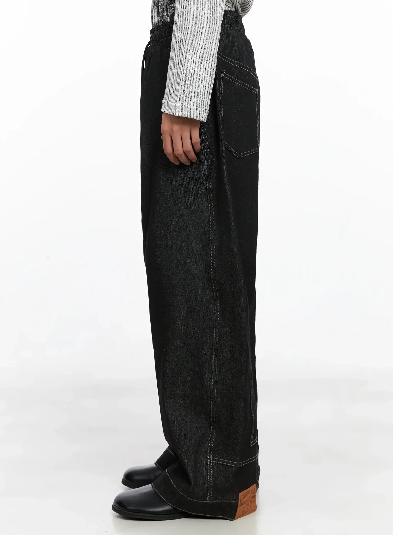 Men's Dark Denim Wide Pants IO517 - Image 11