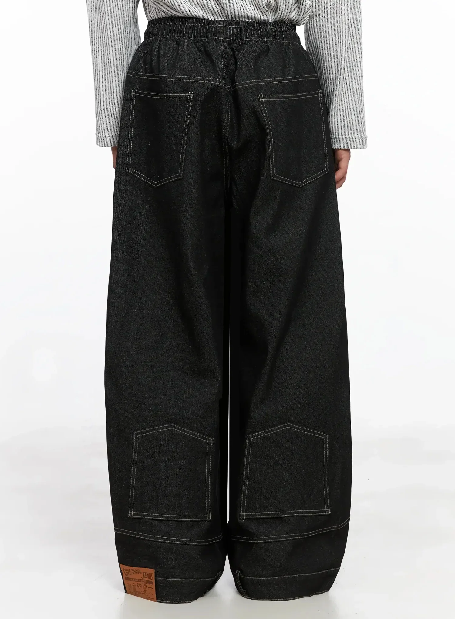 Men's Dark Denim Wide Pants IO517 - Image 12