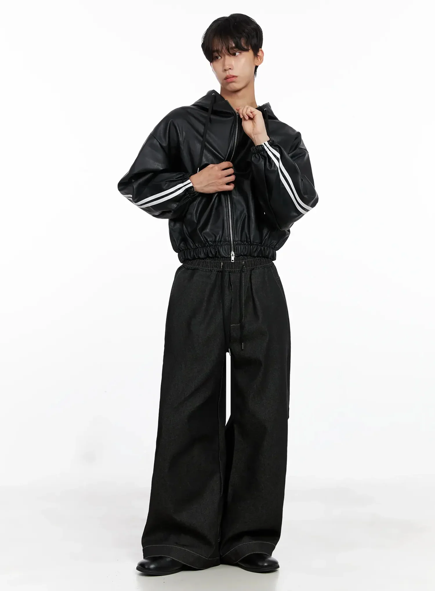 Men's Dark Denim Wide Pants IO517 - Image 13