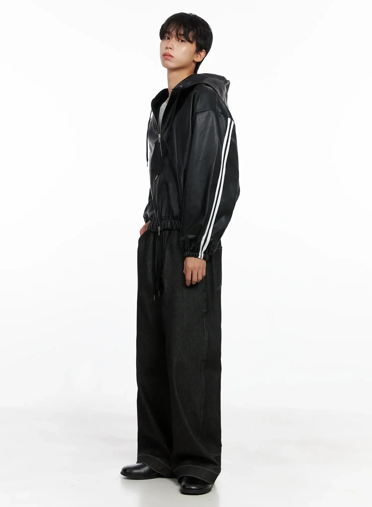 Men's Dark Denim Wide Pants IO517 - Image 14