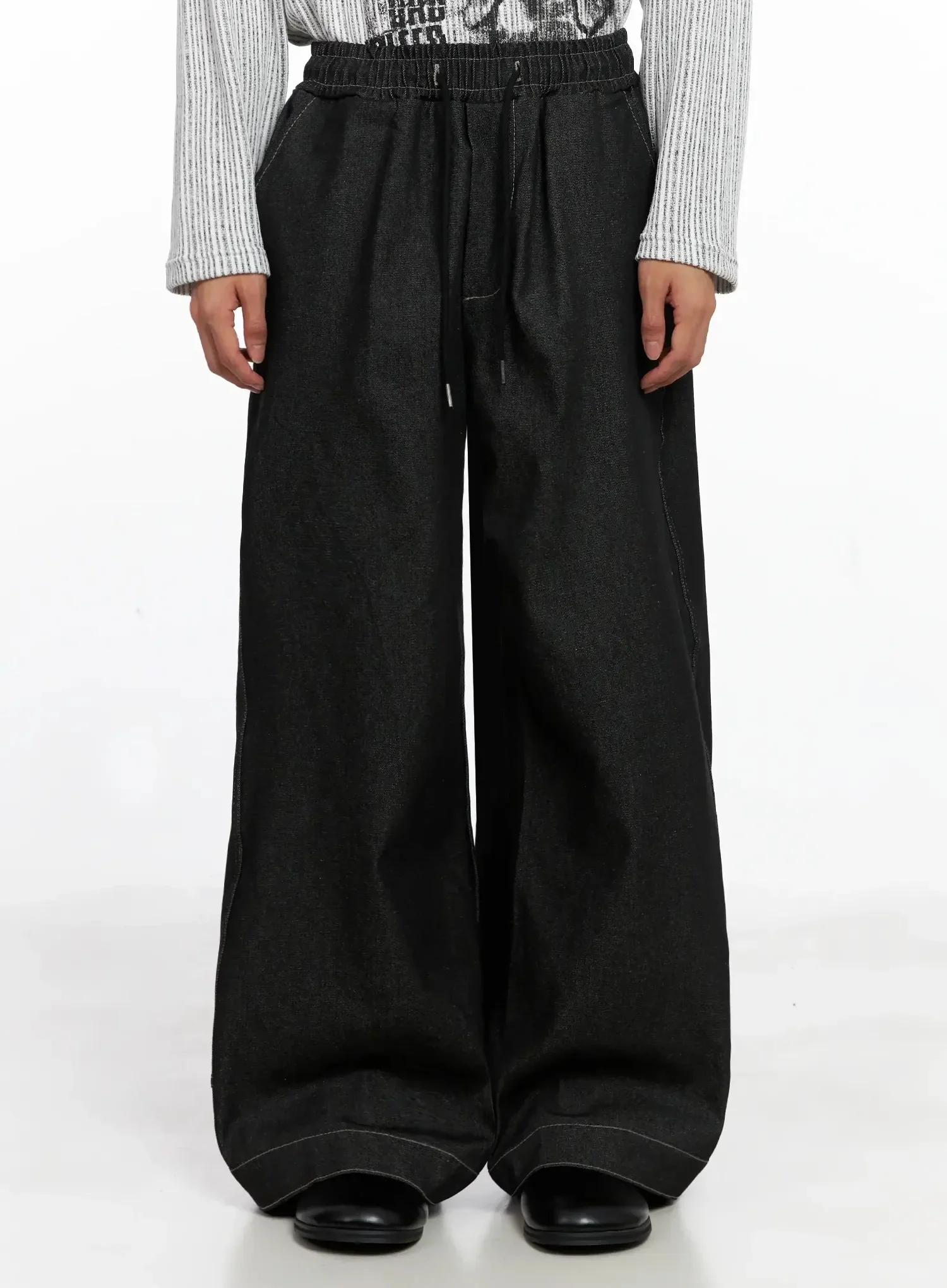 Men's Dark Denim Wide Pants IO517 - Image 3