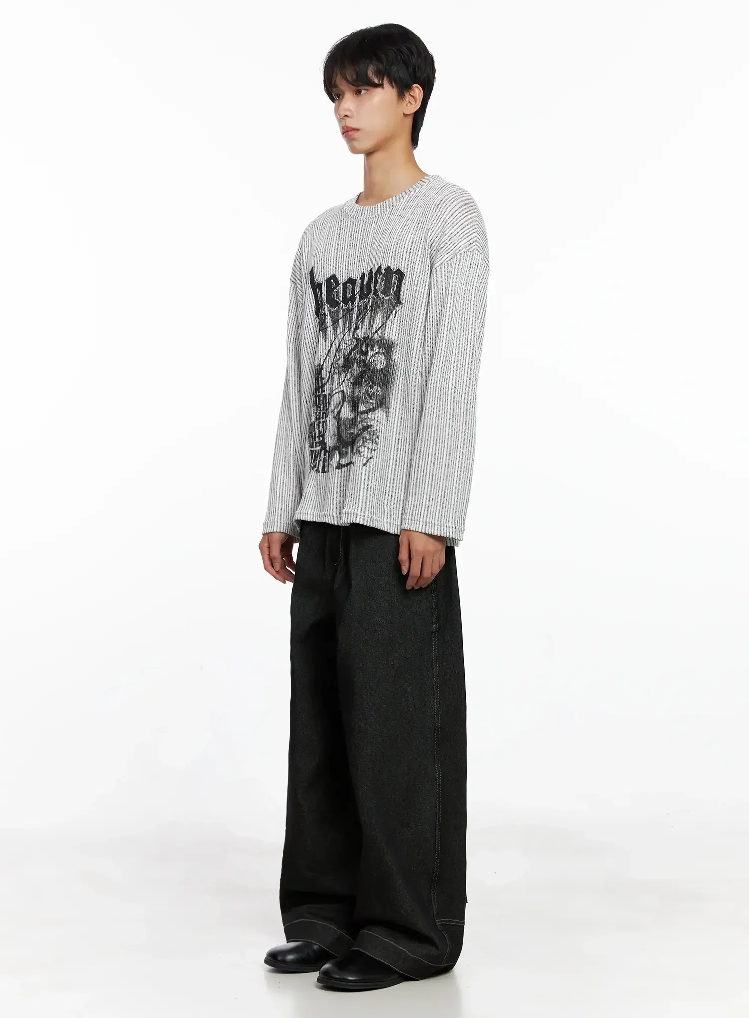 Men's Dark Denim Wide Pants IO517 - Image 5