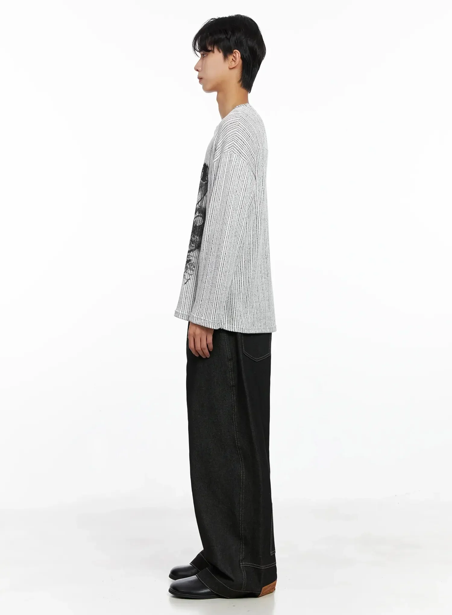Men's Dark Denim Wide Pants IO517 - Image 6