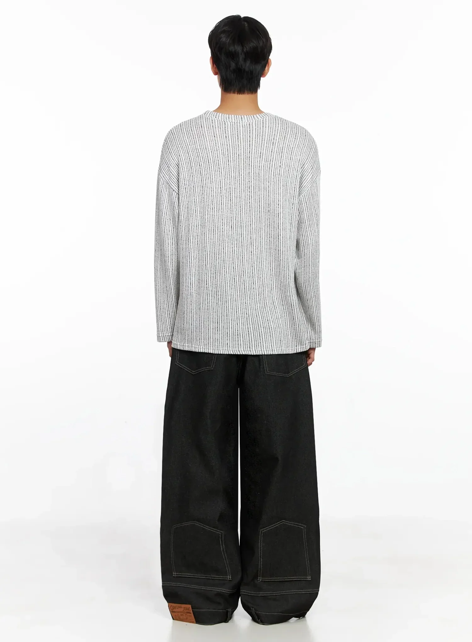 Men's Dark Denim Wide Pants IO517 - Image 7
