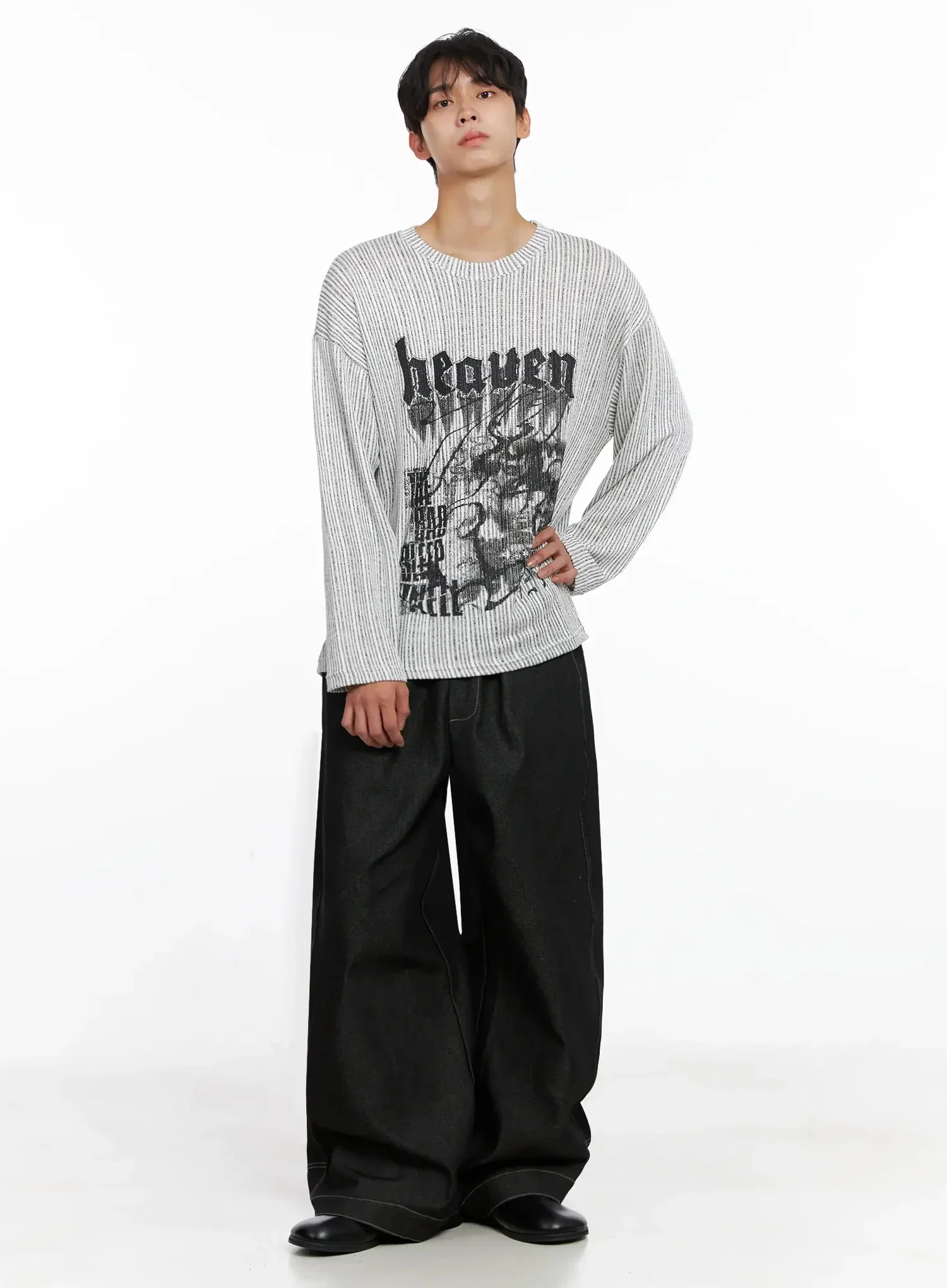 Men's Dark Denim Wide Pants IO517 - Image 8