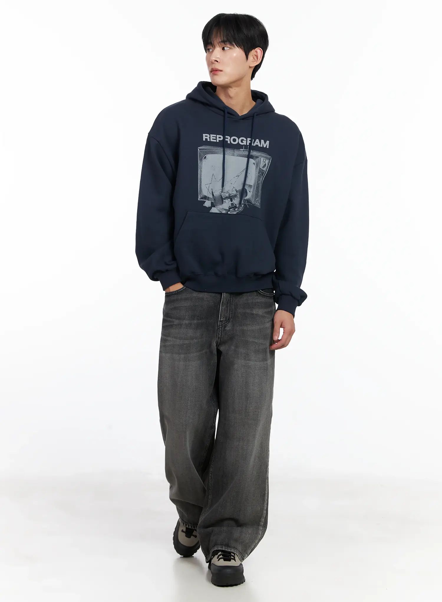 Men's Dark Gray Semi-Flared Jeans IJ521 - Image 10