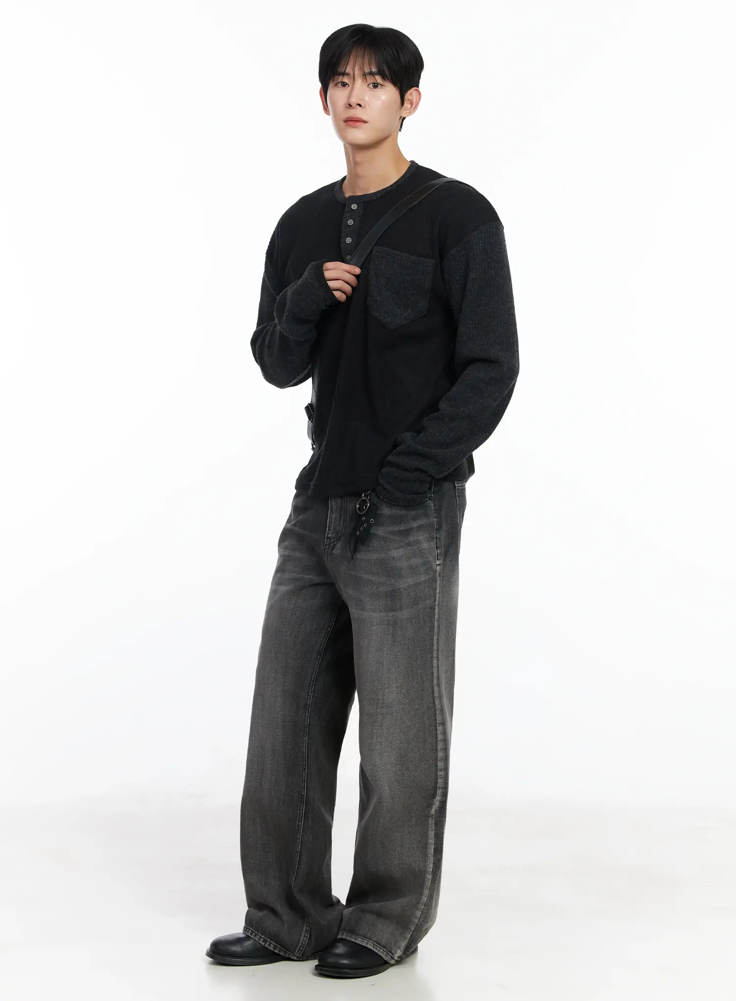 Men's Dark Gray Semi-Flared Jeans IJ521 - Image 2