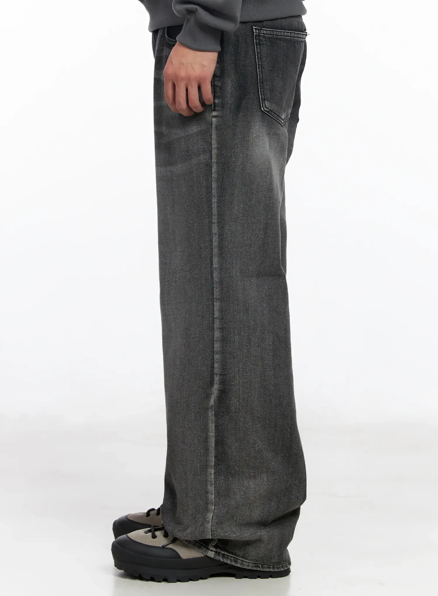 Men's Dark Gray Semi-Flared Jeans IJ521 - Image 5