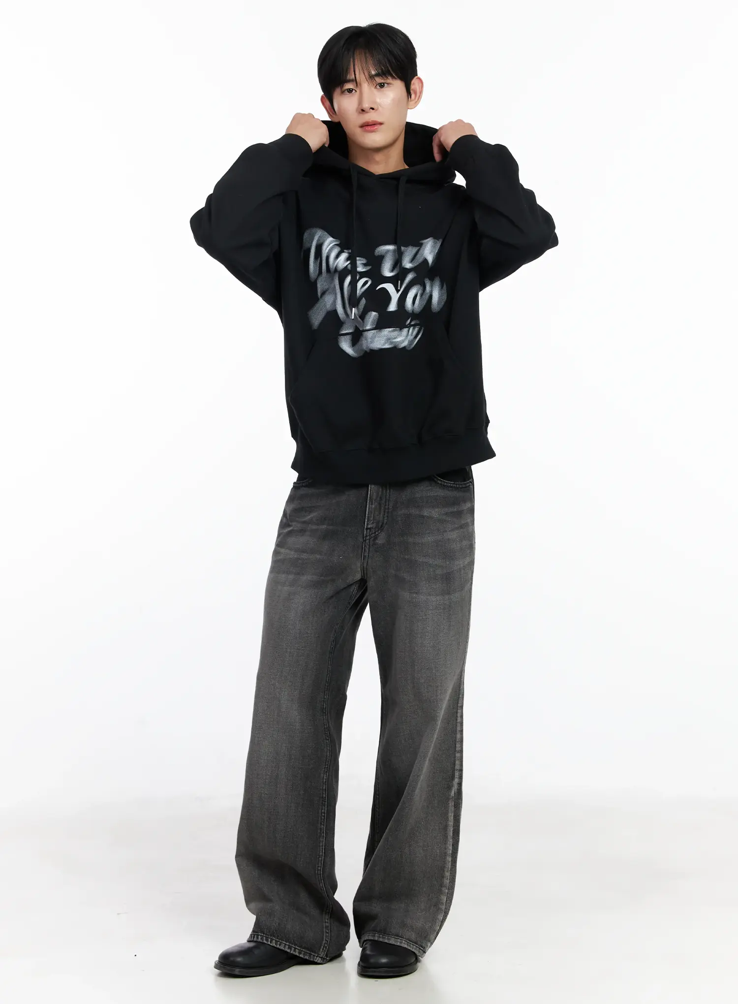 Men's Dark Gray Semi-Flared Jeans IJ521 - Image 8