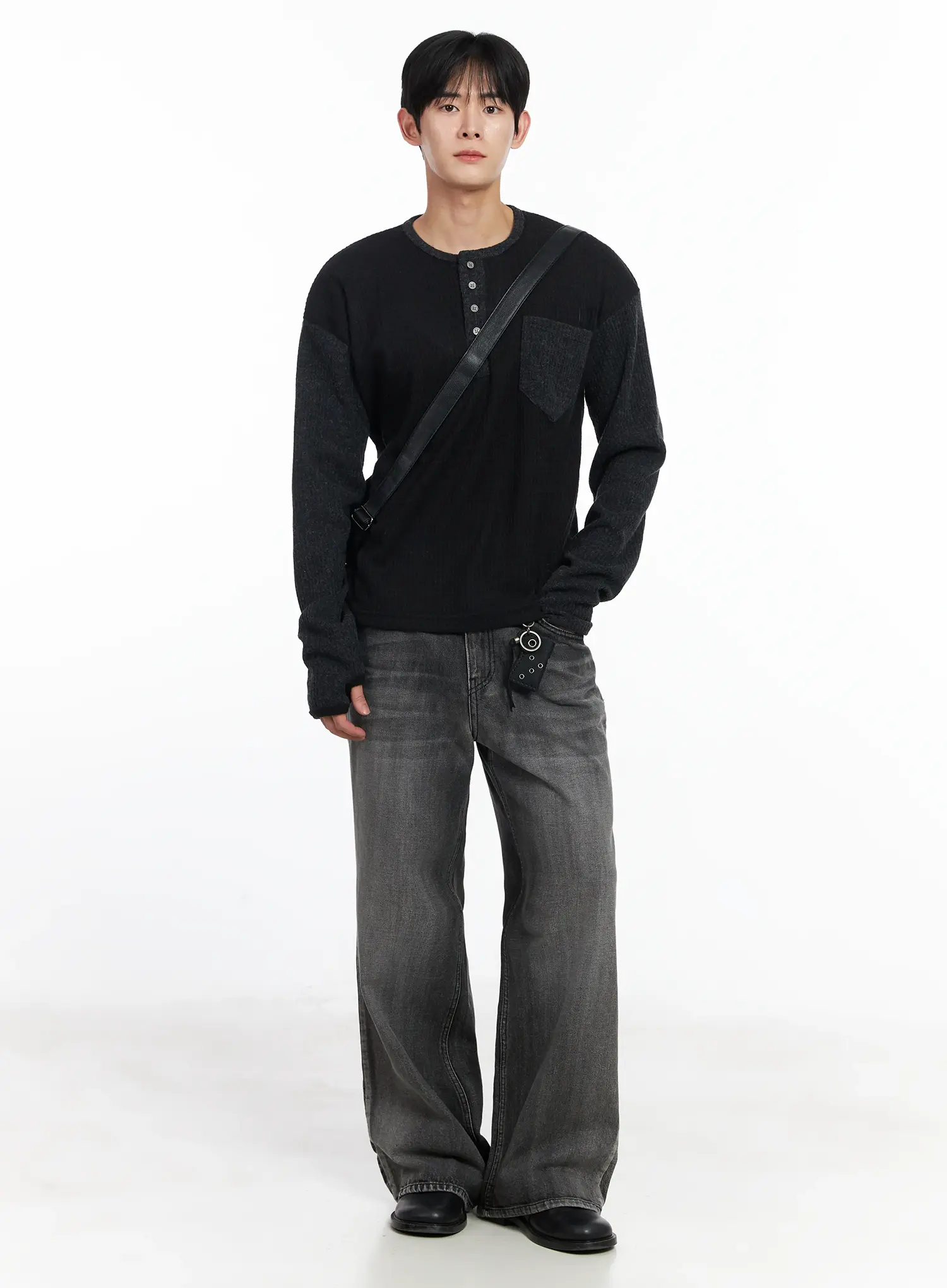 Men's Dark Gray Semi-Flared Jeans IJ521 - Image 9