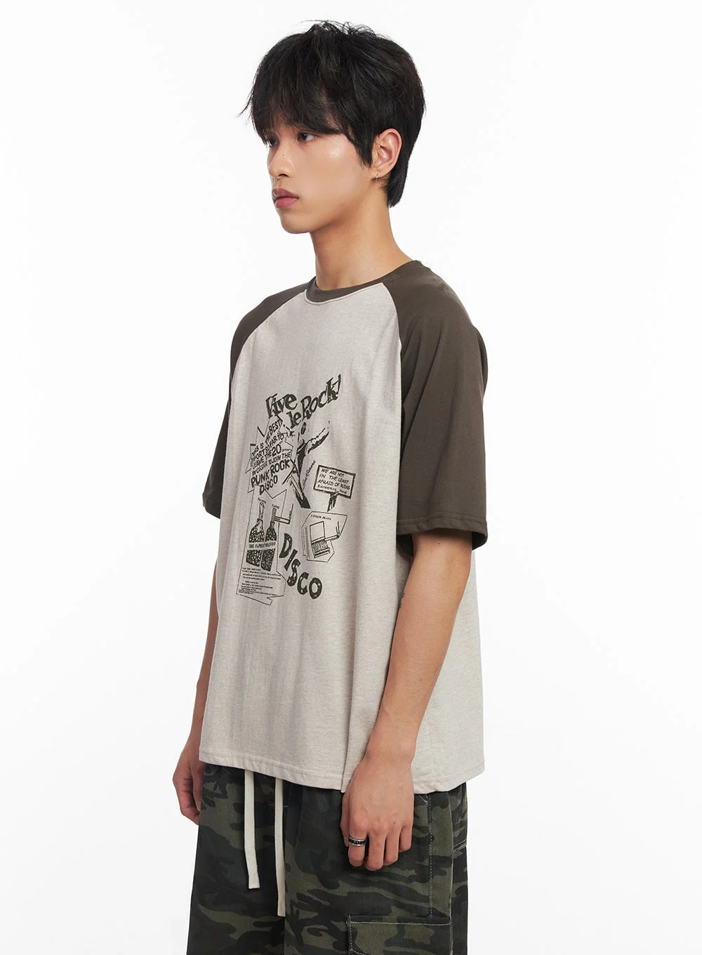 Men's Disco Graphic Raglan T-Shirt IY508 - Image 4