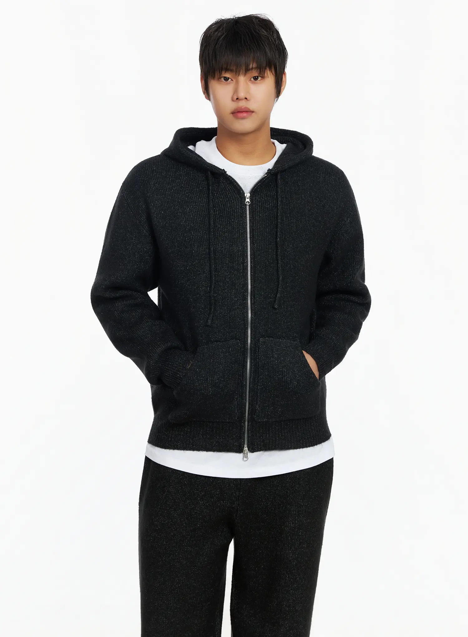 Men's Double-Zip Knit Hooded Jacket IJ527