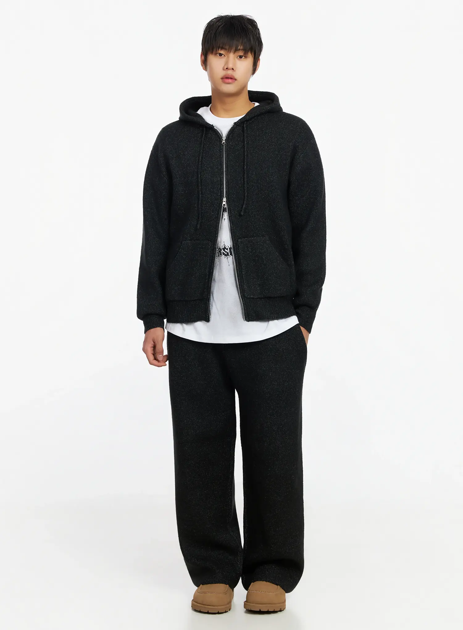 Men's Double-Zip Knit Hooded Jacket IJ527 - Image 2