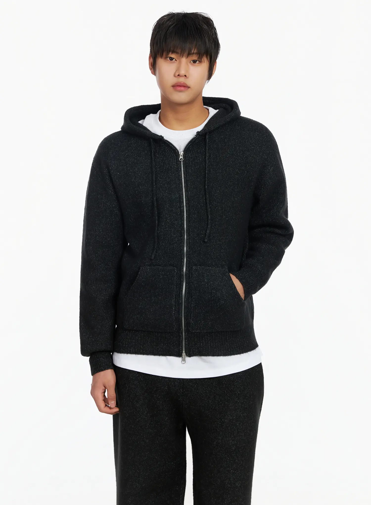 Men's Double-Zip Knit Hooded Jacket IJ527 - Image 6