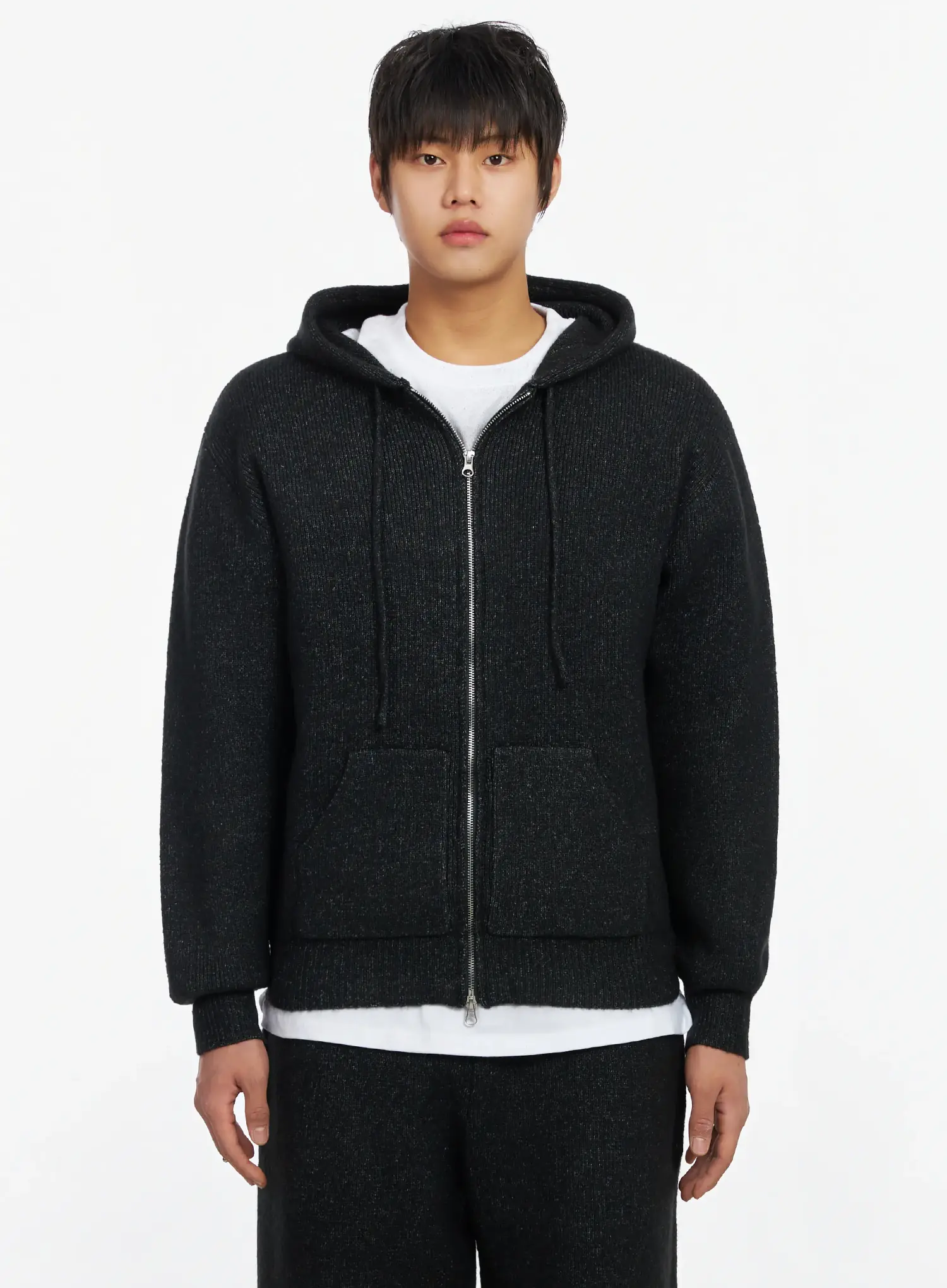Men's Double-Zip Knit Hooded Jacket IJ527 - Image 8