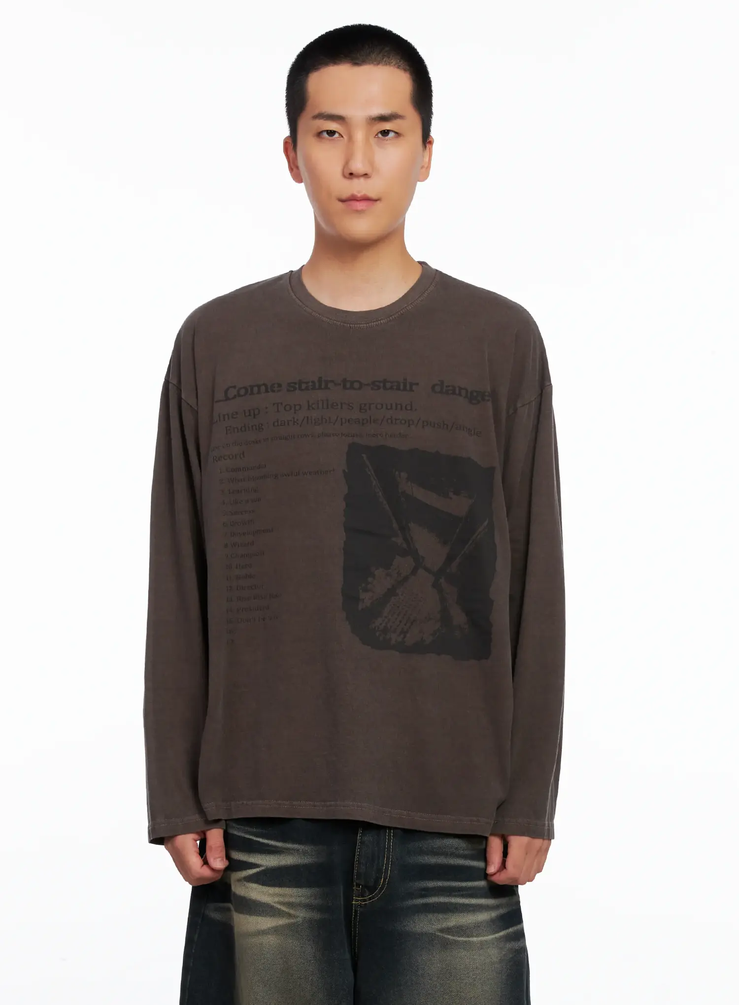 Men's Edgy Graphic Long Sleeve Tee IS509 - Image 12