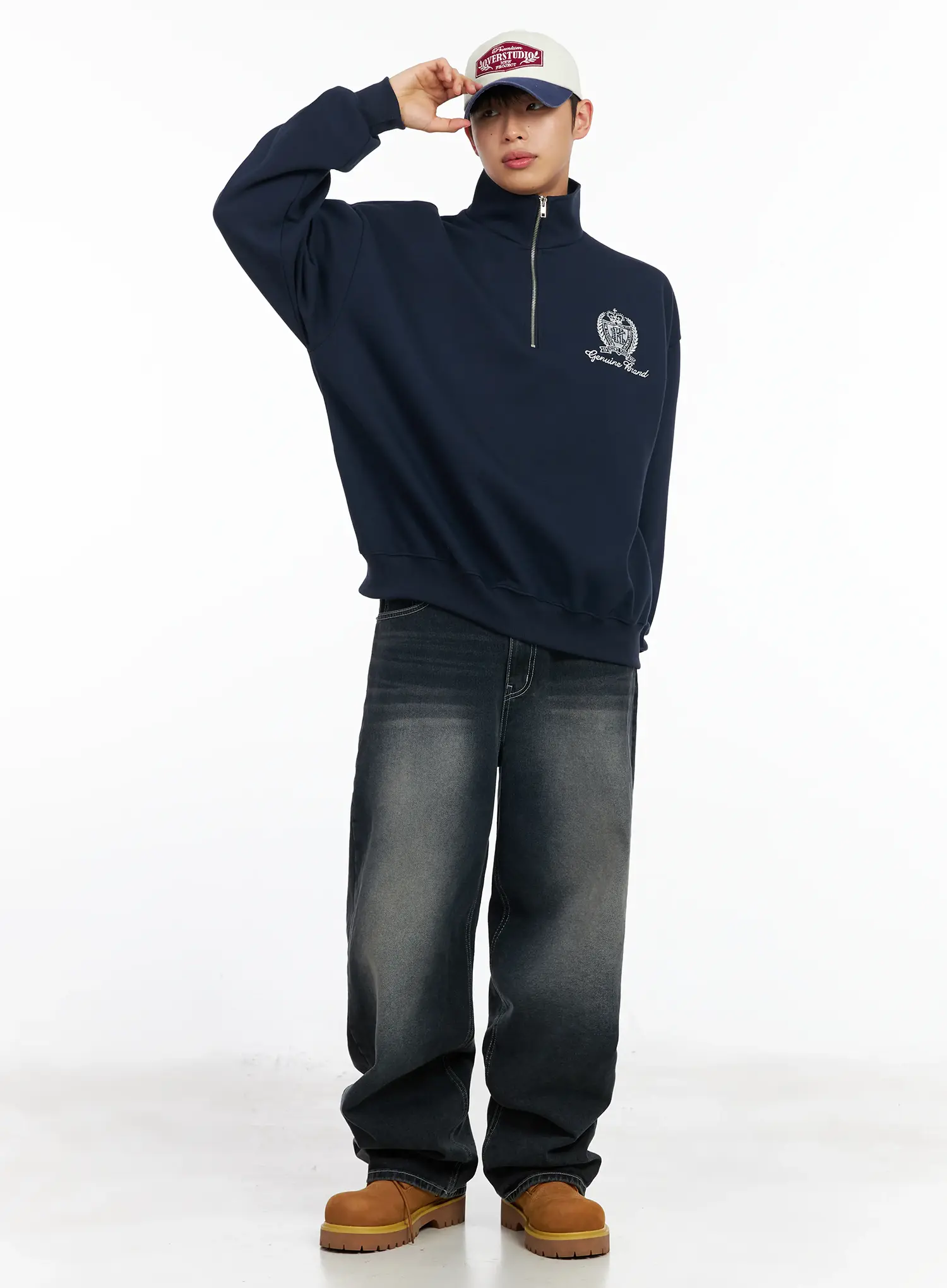Men's Embroidered Half-Zip Sweatshirt IM511 - Image 10