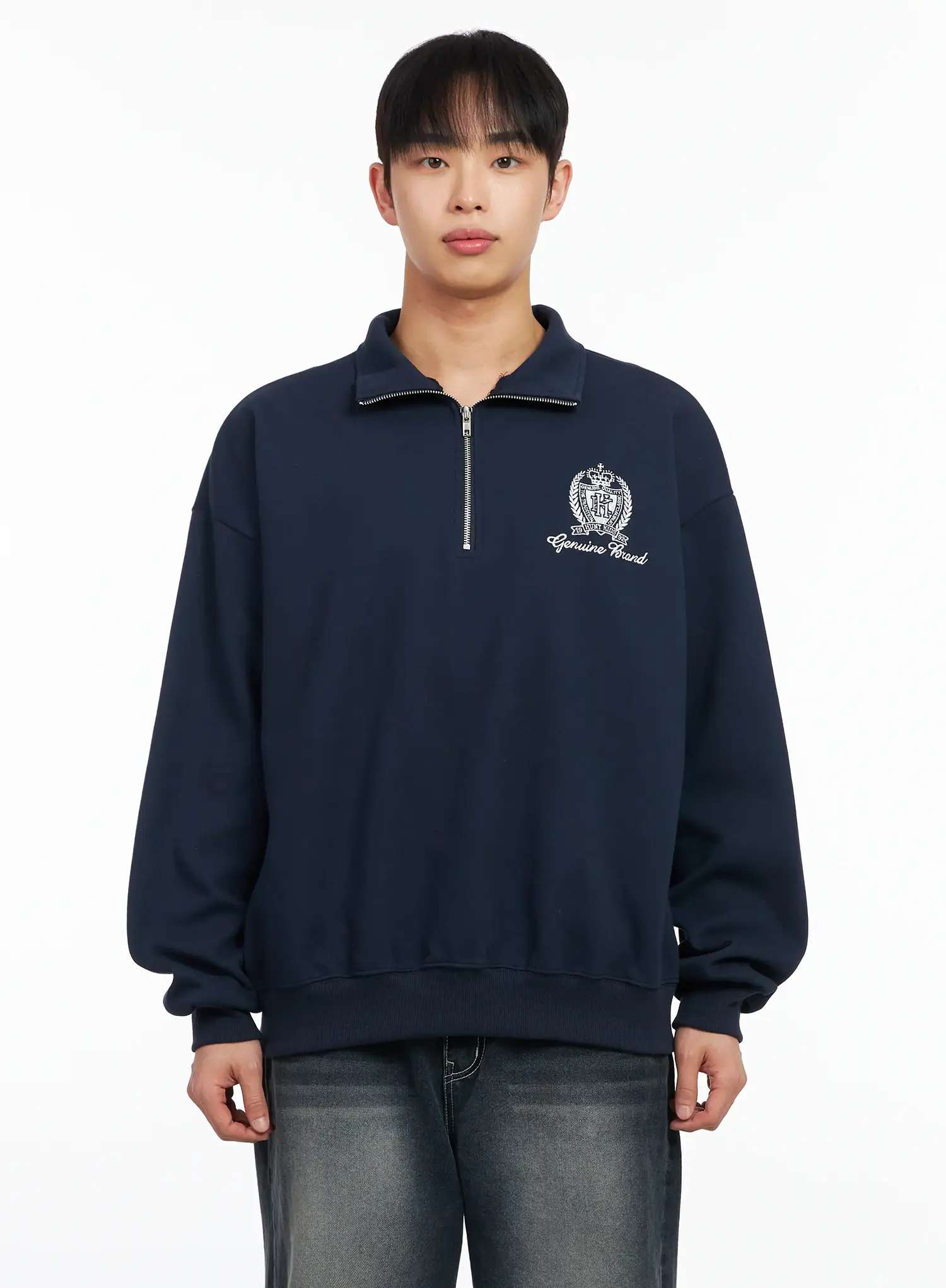 Men's Embroidered Half-Zip Sweatshirt IM511 - Image 11