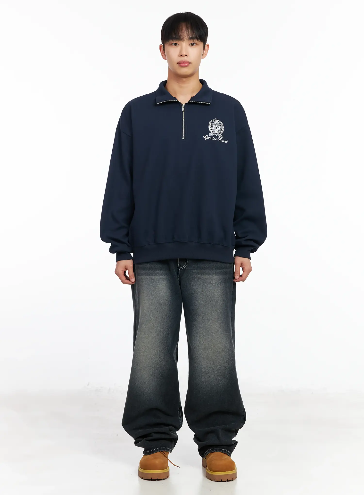 Men's Embroidered Half-Zip Sweatshirt IM511 - Image 3