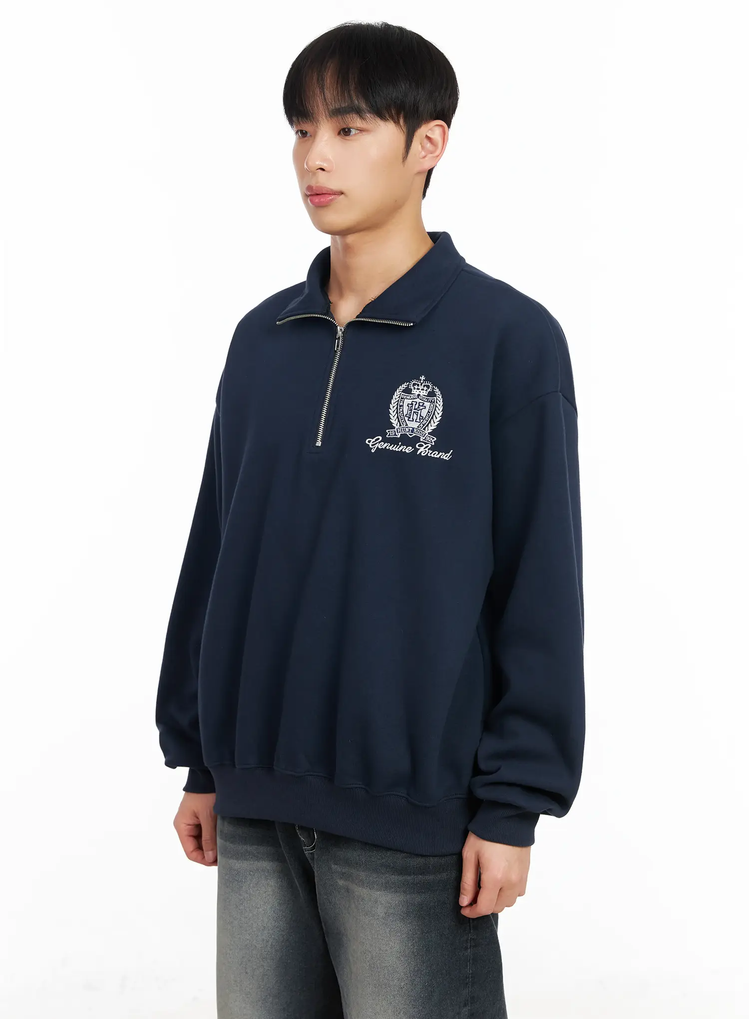 Men's Embroidered Half-Zip Sweatshirt IM511 - Image 4