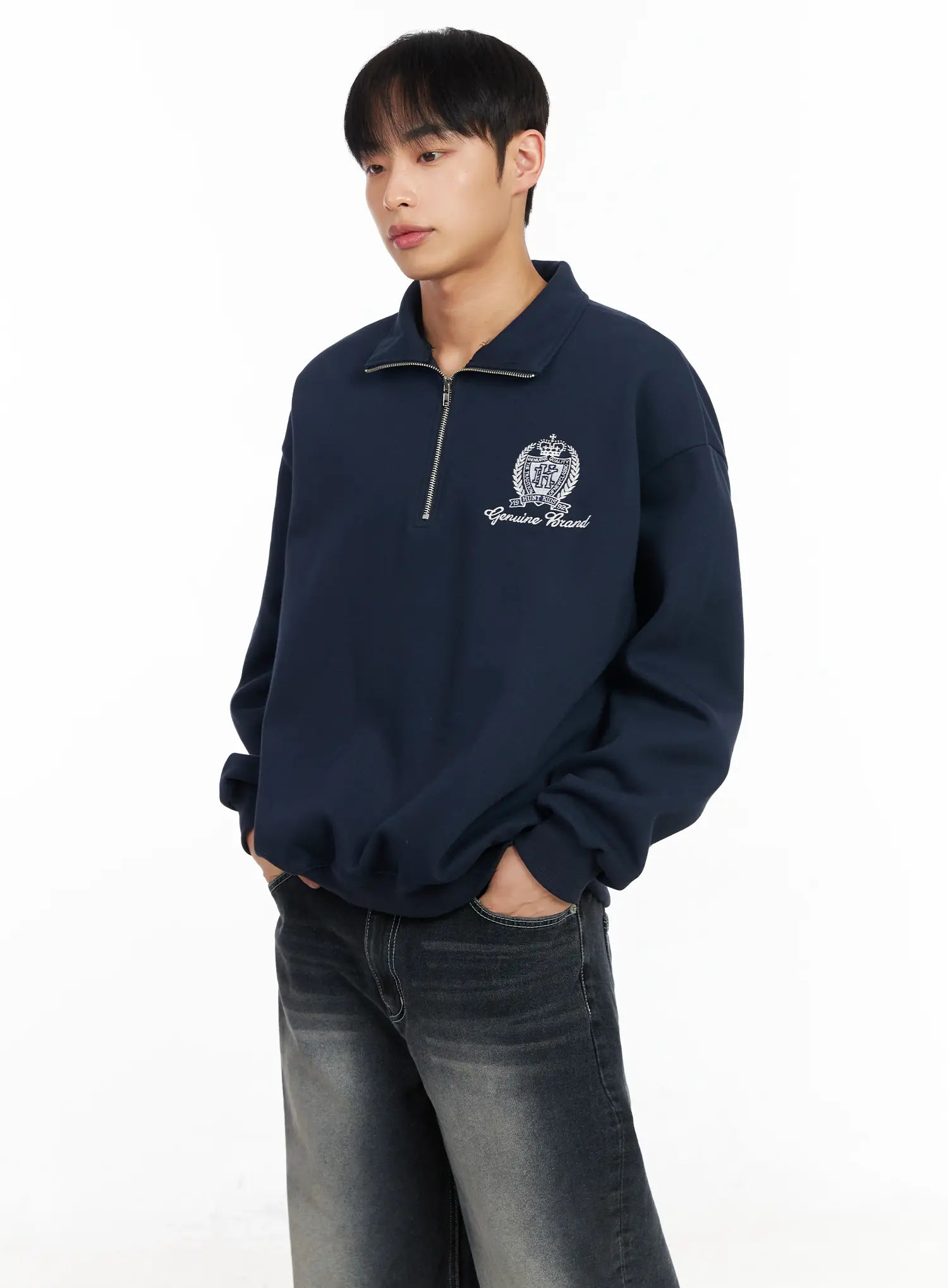Men's Embroidered Half-Zip Sweatshirt IM511 - Image 7
