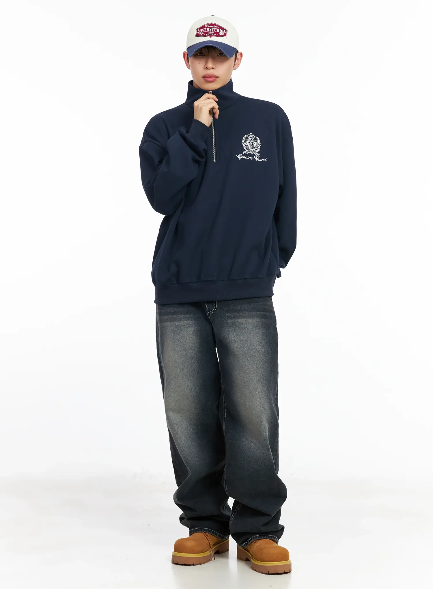 Men's Embroidered Half-Zip Sweatshirt IM511 - Image 9