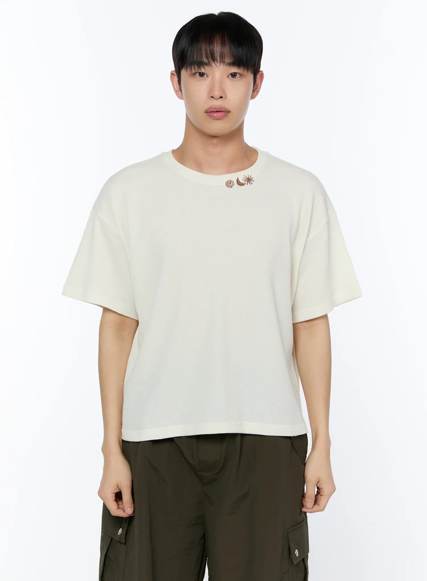 Men's Embroidered Waffle Knit T-Shirt IA520 - Image 10