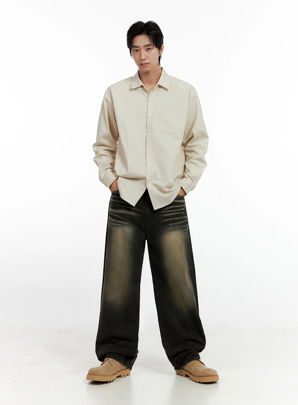 Men's Faded Denim Jeans IN411 - Image 3