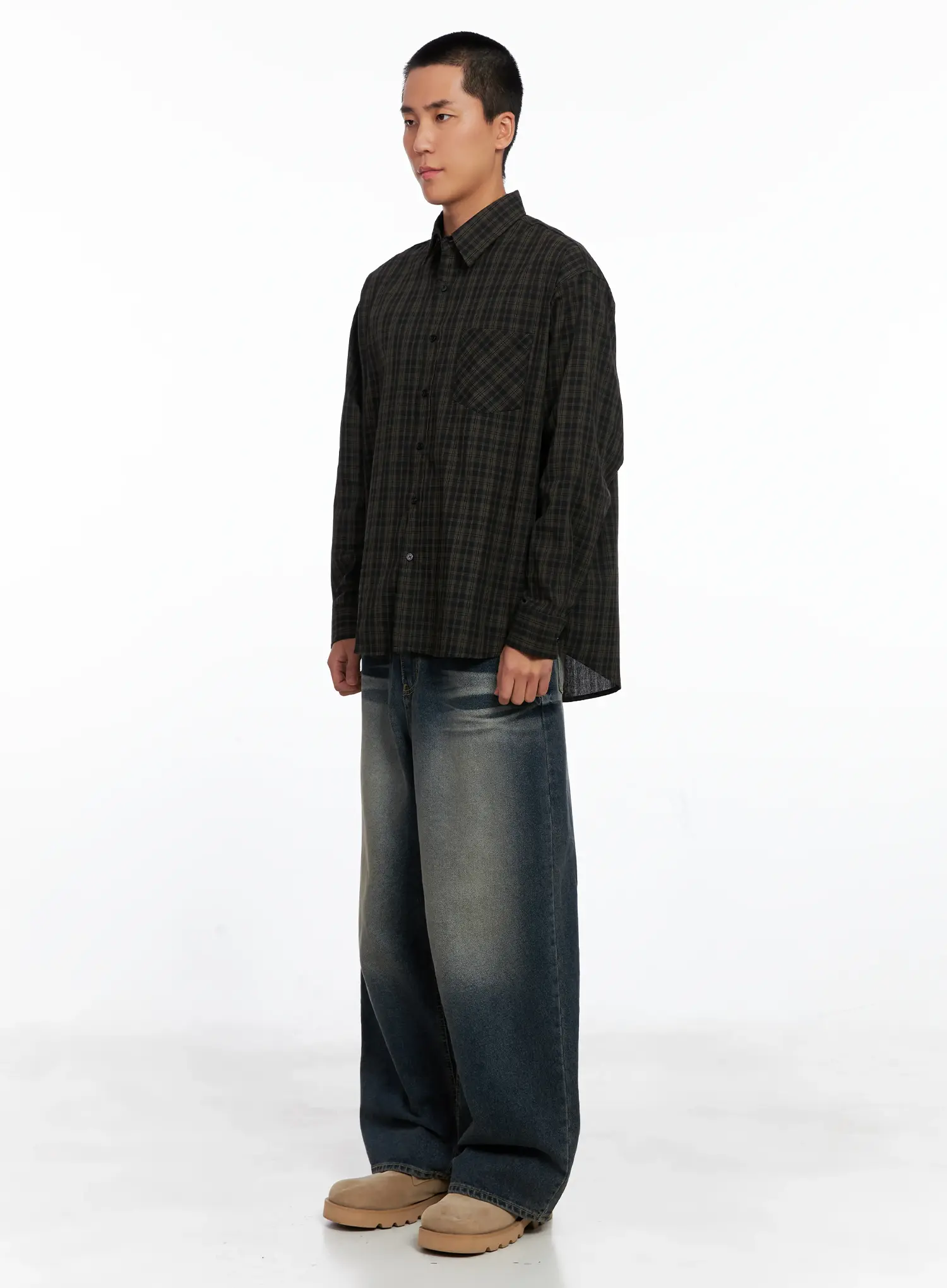 Men's Faded Wide-Leg Jeans IS510 - Image 7