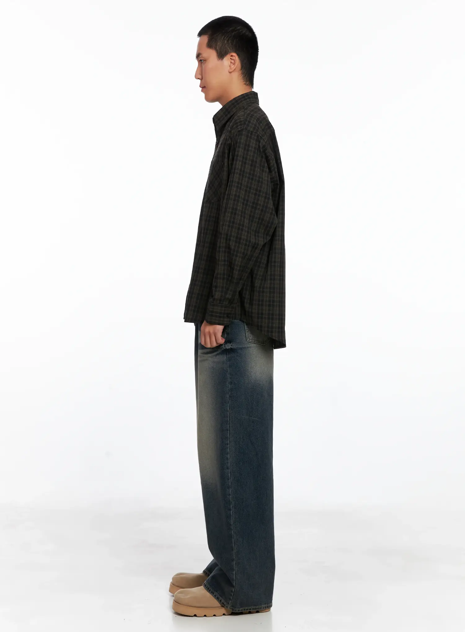 Men's Faded Wide-Leg Jeans IS510 - Image 8