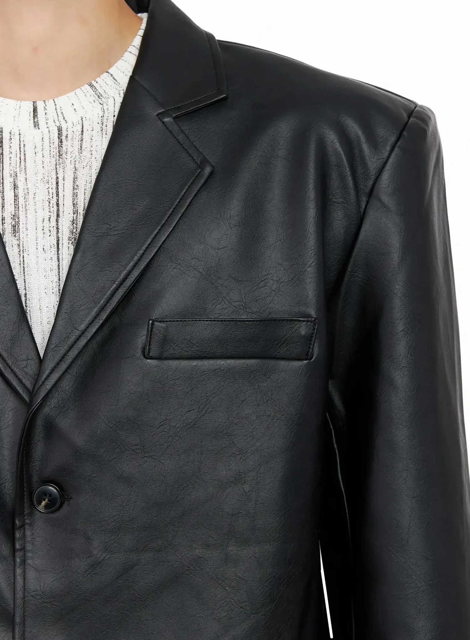 Men's Faux Leather Blazer Jacket IO516 - Image 3