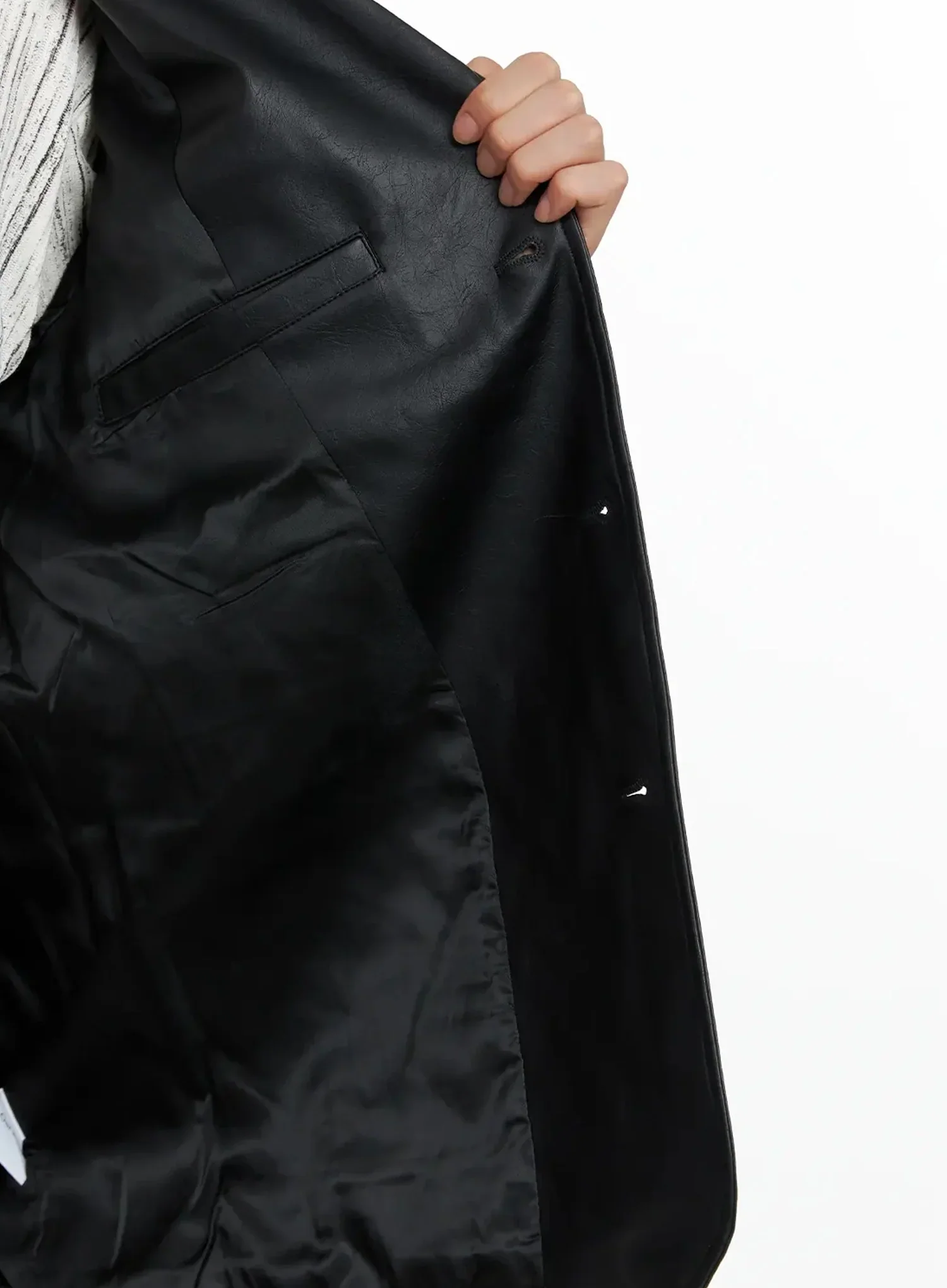Men's Faux Leather Blazer Jacket IO516 - Image 7