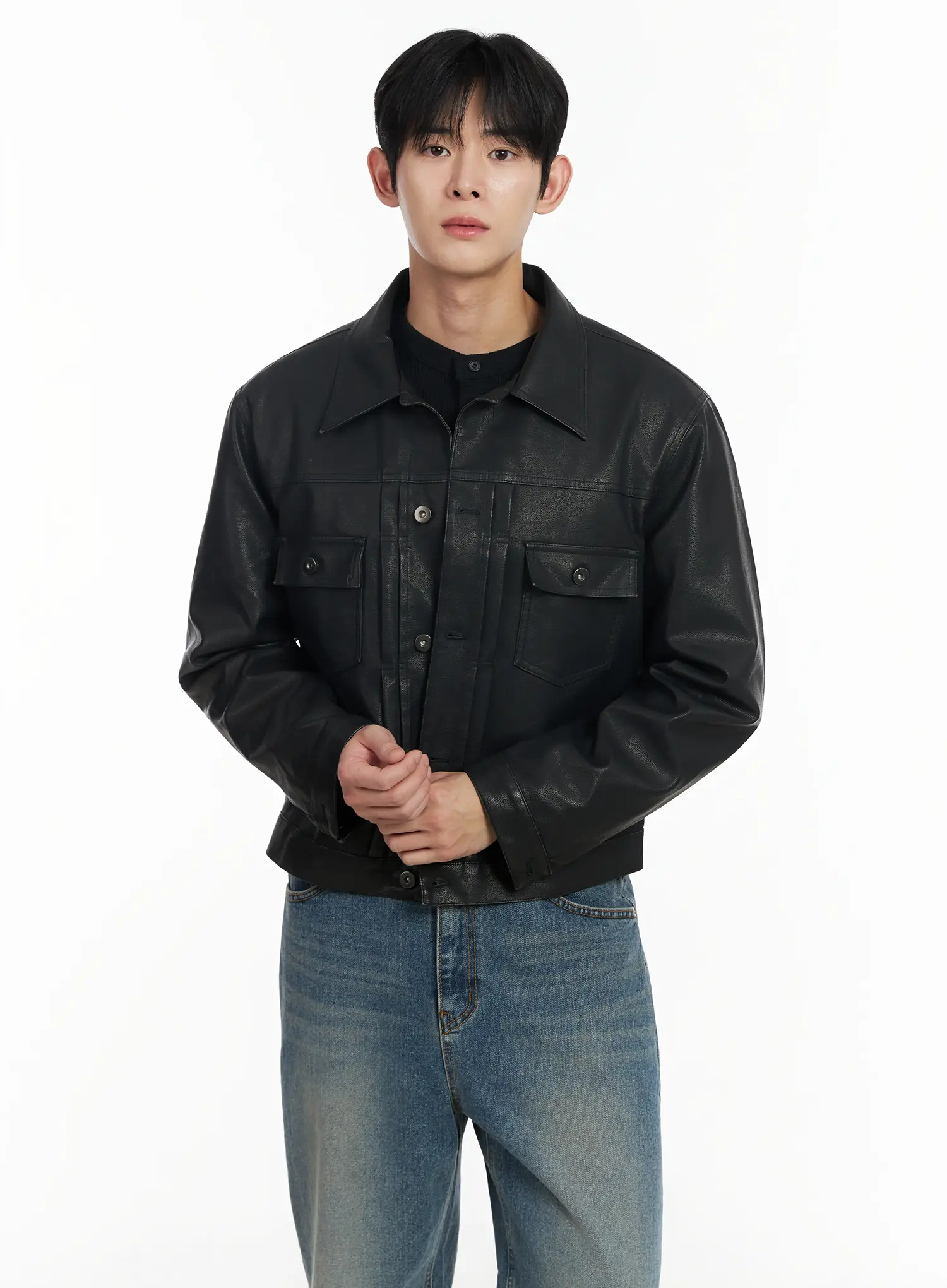 Men's Faux Leather Jacket IF516