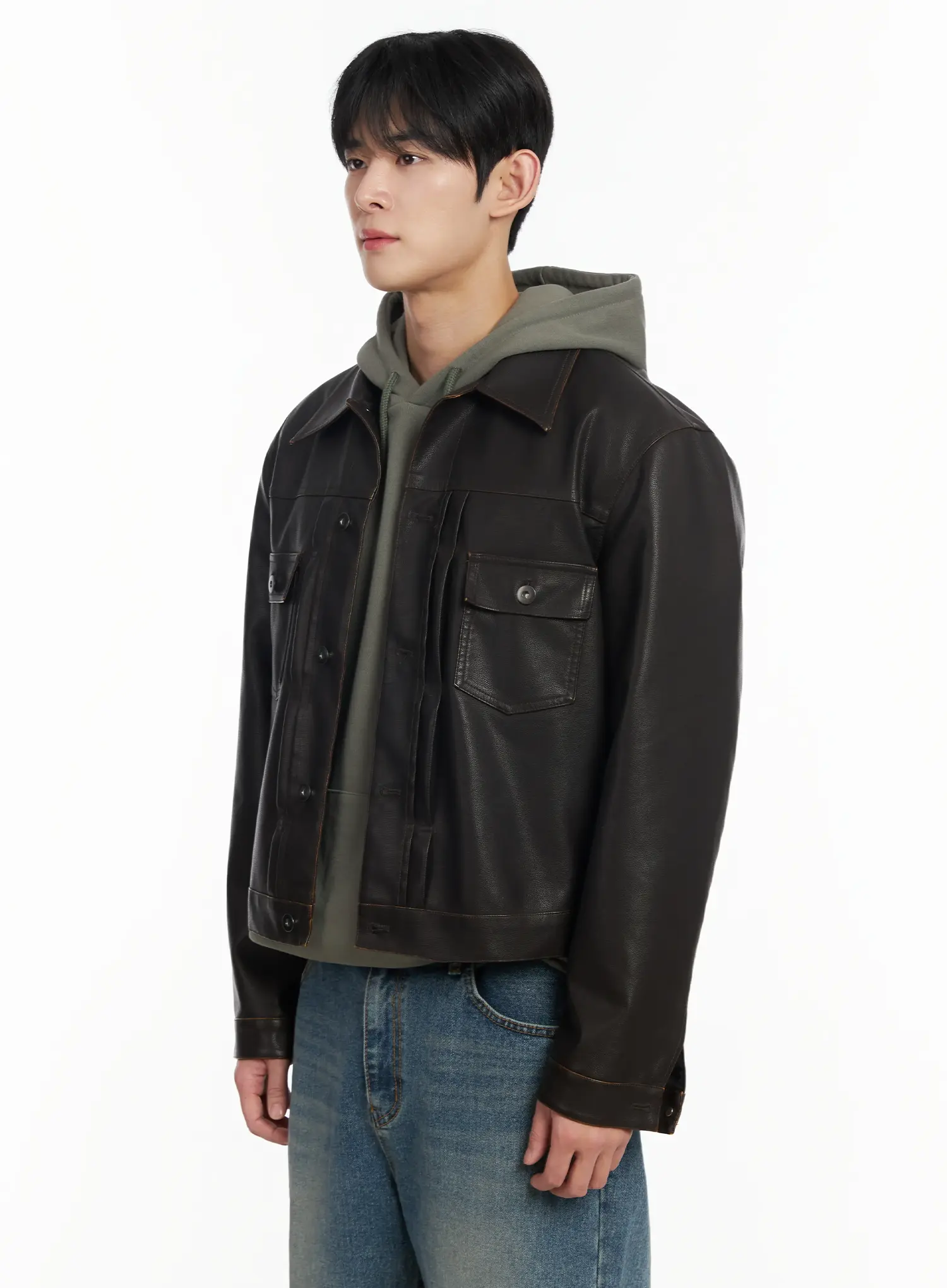 Men's Faux Leather Jacket IF516 - Image 4
