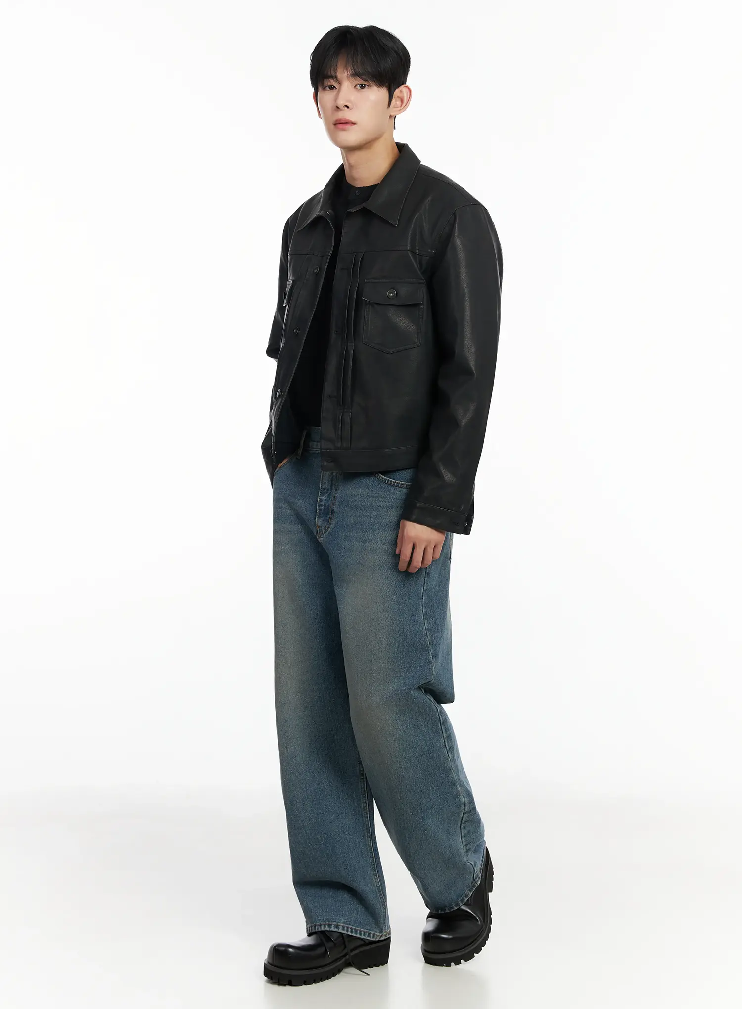 Men's Faux Leather Jacket IF516 - Image 9