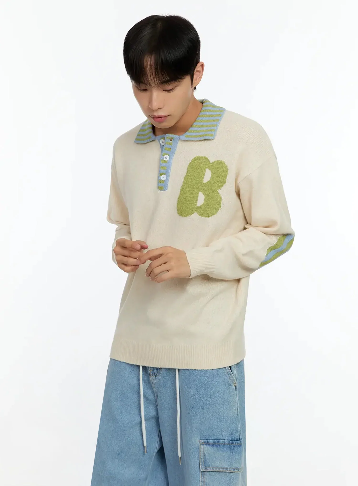 Men's Graphic Collar Sweater IN506 - Image 5