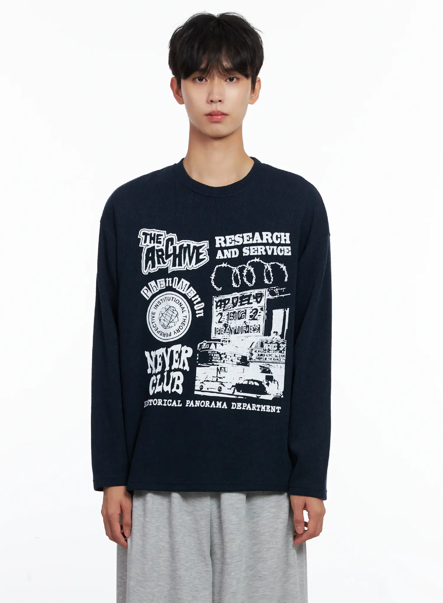 Men's Graphic Knit Long-Sleeve Top IS519 - Image 11