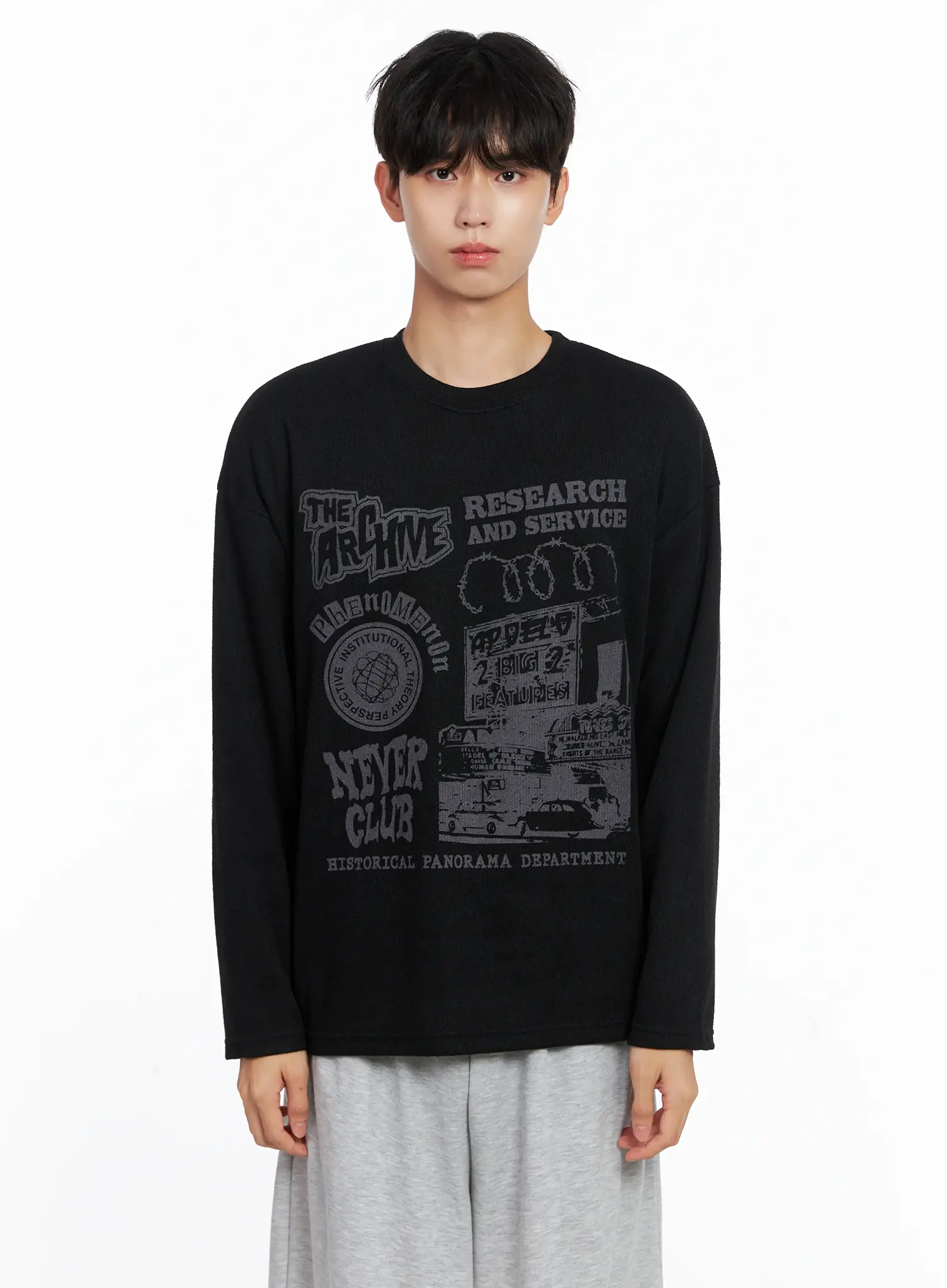 Men's Graphic Knit Long-Sleeve Top IS519 - Image 13